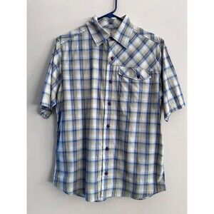 Ascend Button Up Blue Plaid Shirt Men's Size Small Short Sleeve Pocket NWT